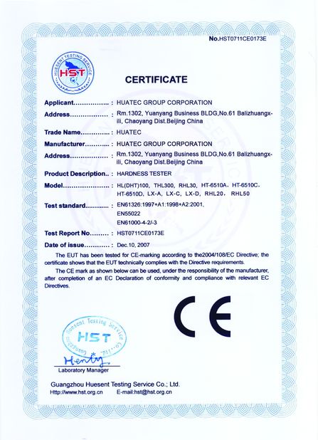 La CINA HUATEC GROUP CORPORATION Certificazioni
